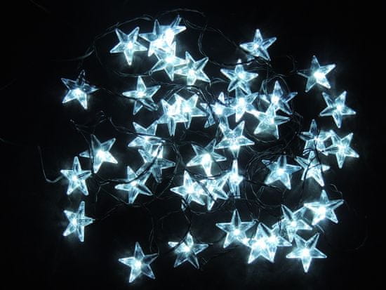 Noel Světelný LED řetěz Hvězdy studená bílá 6 m