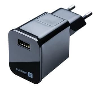 Connect IT nabíjecí adaptér, 1x USB port, 2,1 A, černý