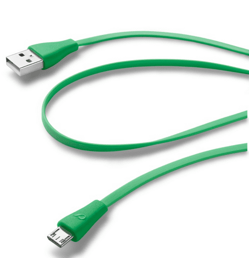 CellularLine plochý USB datový kabel s konektorem microUSB, zelený