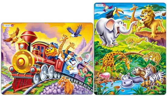 LARSEN Puzzle set Cirkusový vlak a Safari