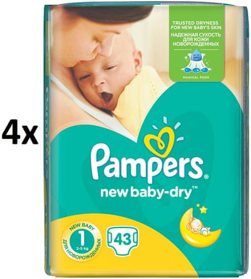 Pampers Pampers New Baby-Dry Detské Jednorazové Plienky, Veľkosť 1 (Newborn), 43 ks