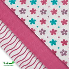 T-tomi Tetra plienky - Top kvalita, sada 3 kusov, ružové kvety
