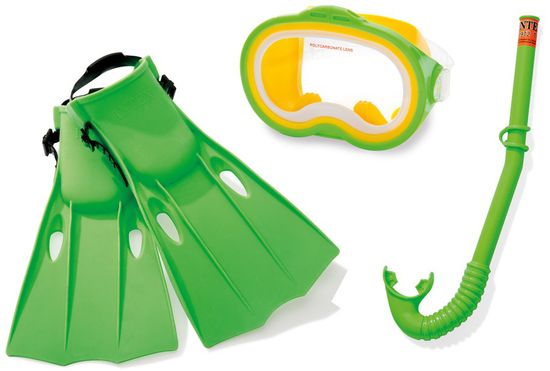Intex Detská potápačská sada s plutvami a šnorchlom, zelená