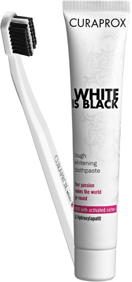 Curaprox White is Black zubná pasta 90 ml + kefka