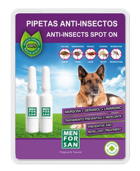 Menforsan Antiparazitné pipety proti blchám a kliešťom pre psov - 2 x 1,5 ml