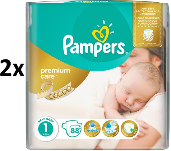 Pampers Premium Care 1 Newborn - 2 x 88 ks