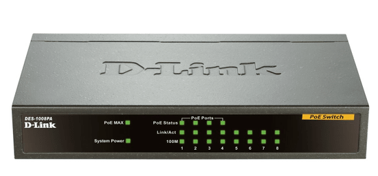 D-LINK DES-1008P 8-port 10/100 Desktop Switch
