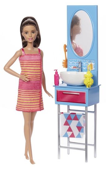 Mattel Barbie bábika a nábytok kúpeľňa