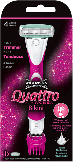 Wilkinson Sword Quattro for Women Bikini holiaci strojček + 1 hlavica
