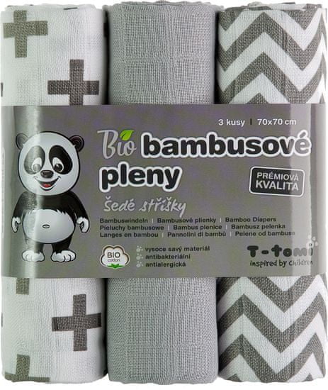 T-tomi BIO Bambusové plienky, sivé striešky