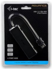 I-TEC Rozbočovač Slim (USB-C, 4x port), čierna