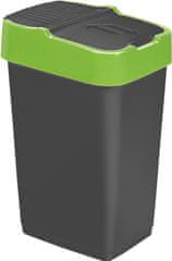 Heidrun Odpadkový kôš 18 l, čierny so zeleným pruhom