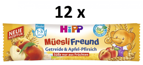 HiPP BIO Broskyňovo-jablčná müsli tyčinka 12 x 20 g