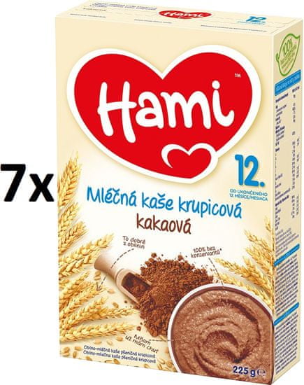 Hami Kaša mliečna krupicová s kakaom- 7x225g