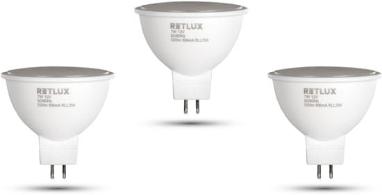 Retlux GU5.3 LED žiarovka bodová 7W 12V teplá biela, 3 ks