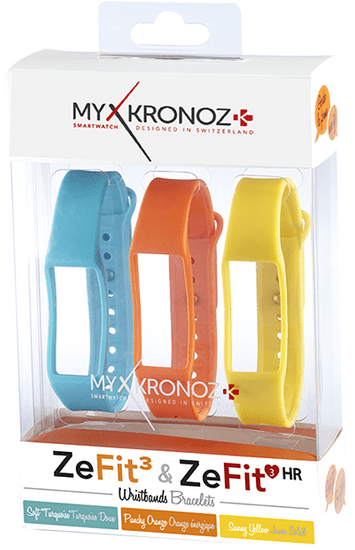 MyKronoz 3x pásky pre ZeFit3 a ZeFit3 HR - modrá, oranžová, žltá