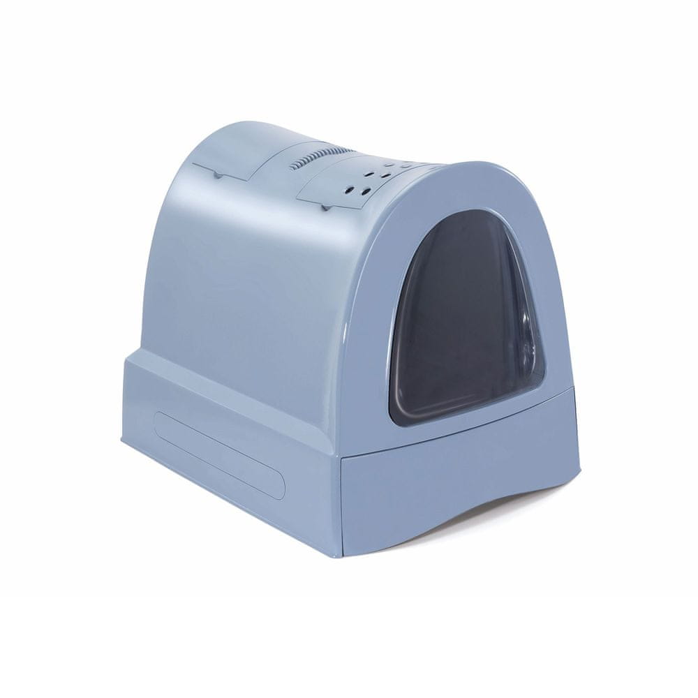 IMAC Krytý mačací záchod s výsuvnou zásuvkou pre stelivo modrá 40×56×42,5 cm