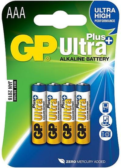 GP Alkalické batérie GP Ultra Plus (AAA), 4 ks