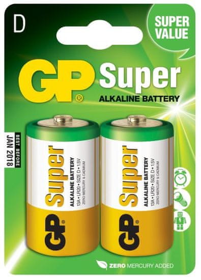 GP Alkalické batérie GP Super (D), 2 ks