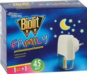 Biolit Family elektrický proti komárom s tekutou náplňou 2x45 nocí
