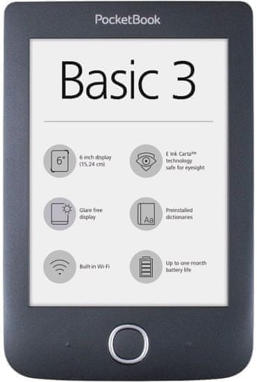 PocketBook 614+ Basic 3, čierny