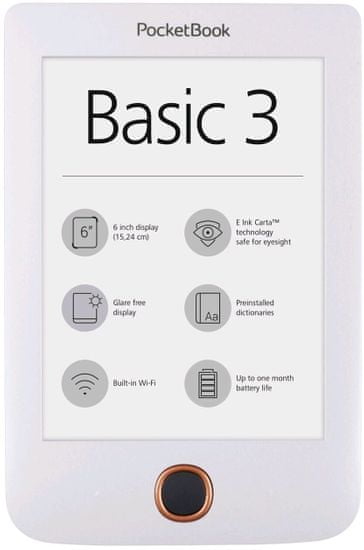 PocketBook 614+ Basic 3, biely - zánovné