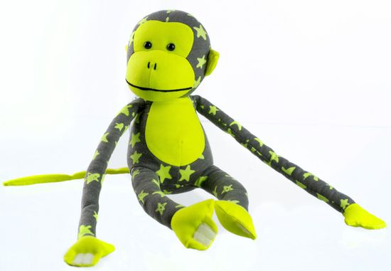 Teddies Opica svietiaca v tme - sivá/žltá