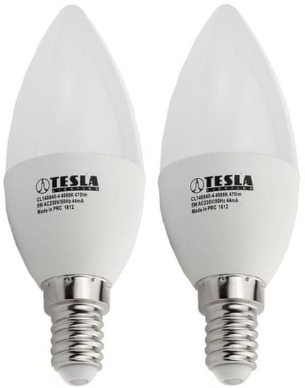 Tesla Lighting LED žáiaovka CANDLE svíieka, E14, 5W 2pack