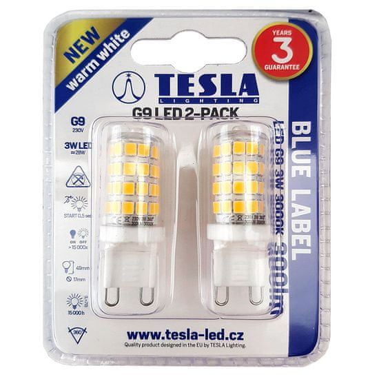 Tesla Lighting LED žiarovka, G9, 3W