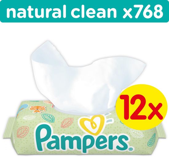 Pampers Obrúsky Natural Clean 12 x 64k