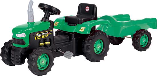 DOLU Detský traktor šliapací s vlečkou - zelený - rozbalené