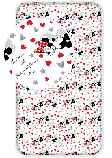 Jerry Fabrics Bavlnená plachta Mickey and Minnie 90x200+25 cm