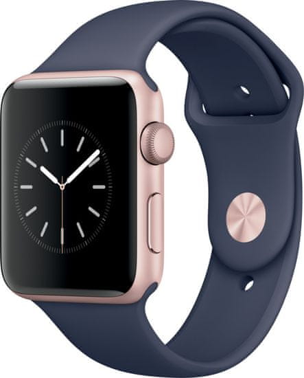 Apple Watch Series 2, 42mm Rose Gold Aluminium Case with Midnight Blue Sport Band