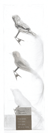 Kaemingk Dekoratívne ozdoby vtáčiky, biela 3 ks