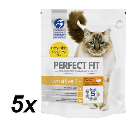 Perfect fit granule morčacie pre dospelé mačky s citlivým zažívaním 5x750 g