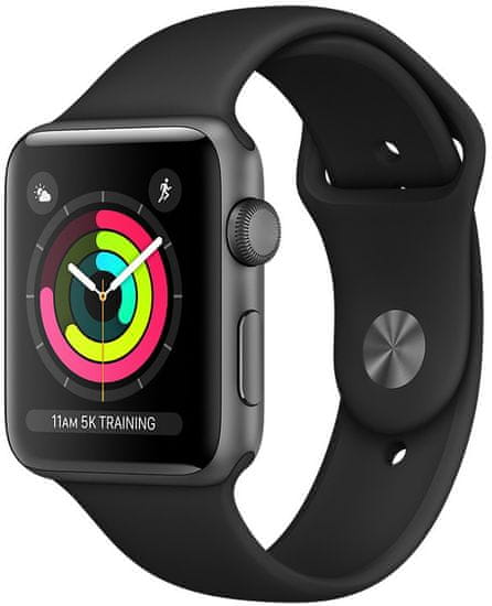 Apple Watch Series 3 GPS, 42mm Space Grey Aluminium Case with Black Sport Band (MTF32CN/A)