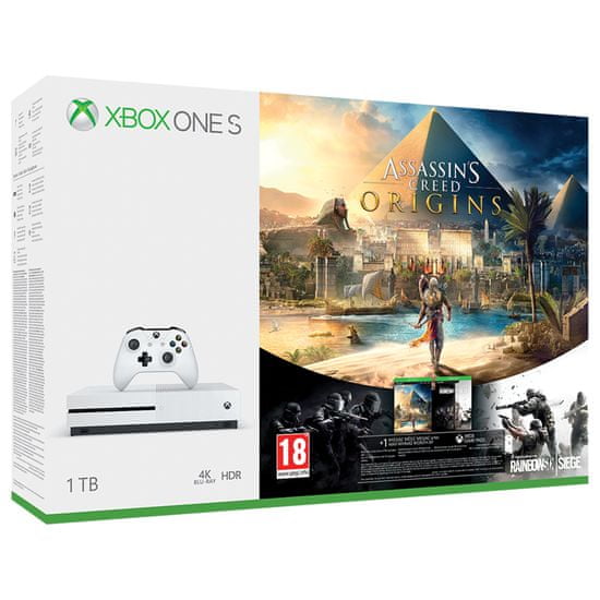 Microsoft Xbox One S 1TB + Assassin's Creed Origins + R6 Siege