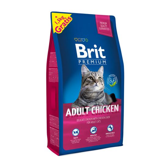 Brit Premium Cat Adult Chicken 8 + 1,5 kg Zadarmo