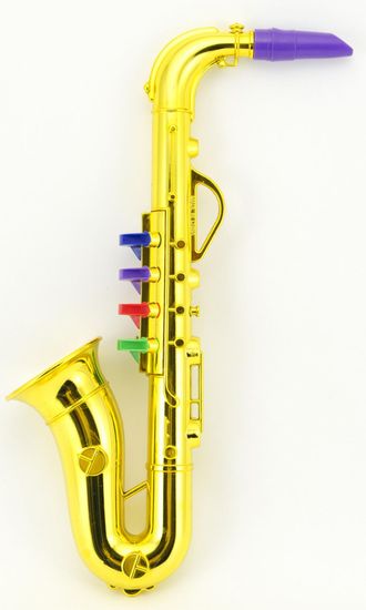 Teddies Saxofón plast 36cm - zlatý