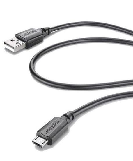 CellularLine USB dátový kábel s micro USB konektorem, 60 cm USBDATA06MUSBK, čierny