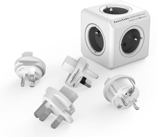 PowerCube ReWirable + Travel Plugs, Grey