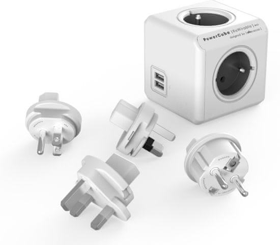 PowerCube ReWirable USB + Travel Plugs, Grey