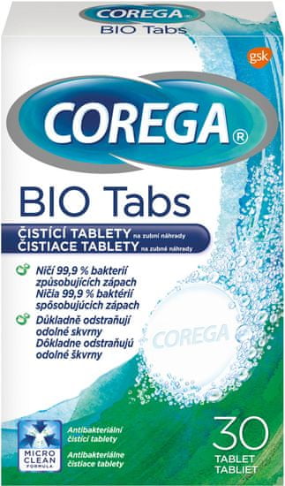 Corega Bio Antibakteriálne tablety 30 ks