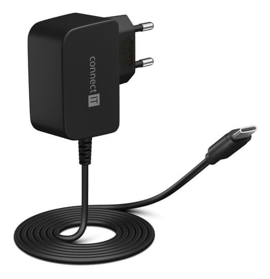 Connect IT InWallz SNAKE nabíjací adaptér s káblom USB-C, 2,4A, čierny (CWC-1070-BK)