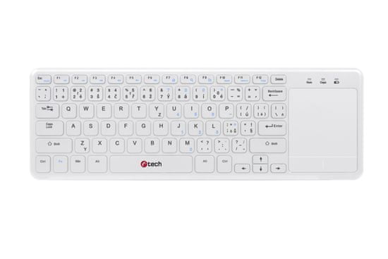 C-Tech bezdrôtová klávesnica s touchpadom biela (WLTK-01)