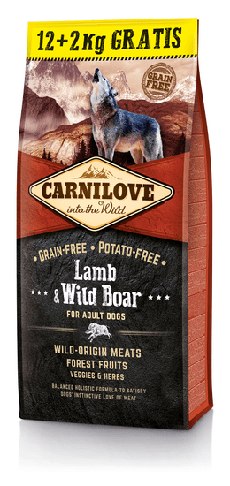 Carnilove Lamb & Wild Boar for Adult 12kg + 2kg Zdarma