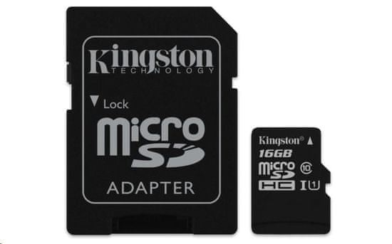 Kingston Micro SDHC Canvas Select 16GB 80MB/s UHS-I + SD adaptér (SDCS/16GB)