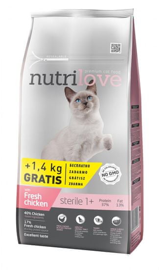 Nutrilove Cat Sterile Fresh Chicken 7kg + 1,4kg Zdarma