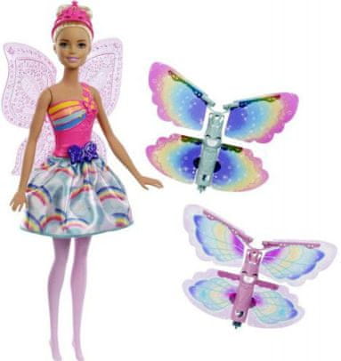 Mattel Barbie létající víla s křídly- běloška