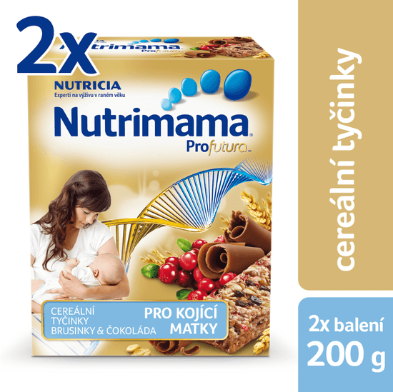 Nutrilon 2x NUTRIMAMA Cereálne tyčinky Brusnica a čokoláda (5x40g)